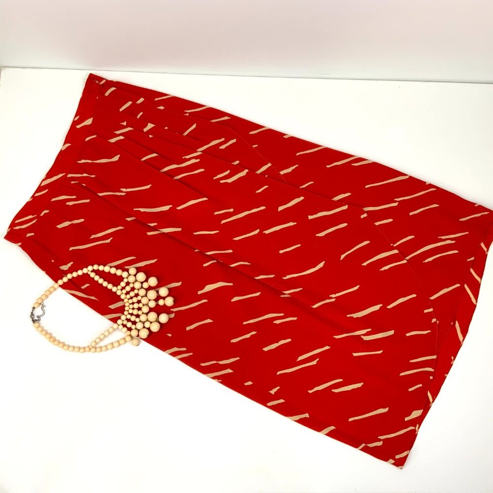 Vintage Christian Dior Red Silk Wrap Front Midi Skirt Luxury Size 10 - Picture 11 of 16